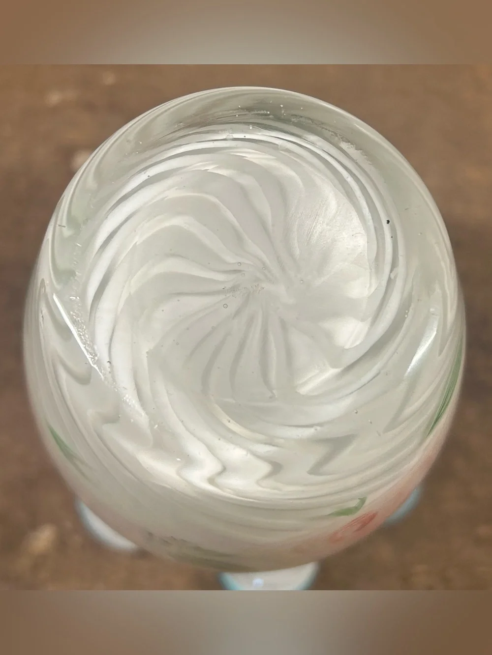 Vintage Fenton for Teleflora Hand-Painted White Optic Swirl Vase